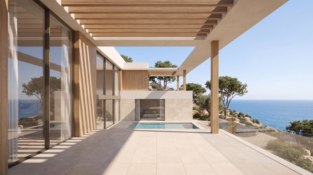Foto de una terraza vacía, el material de partida de un pedido